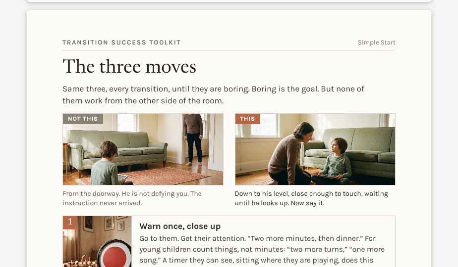 A sample page from the Transition Success Toolkit